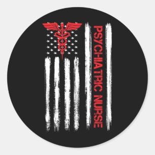 Psychiatrische Krankenschwester Amerikanische Flag Runder Aufkleber