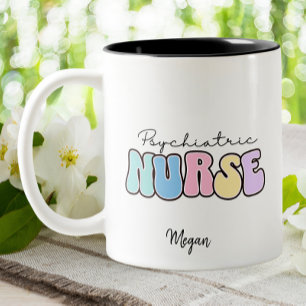Psychiatrische Krankenschwester Pink Pastel Groovy Zweifarbige Tasse