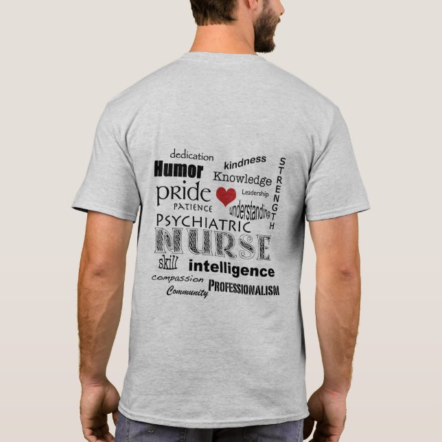 Psychiatrische Krankenschwester Stolz-Wort T-Shirt (Rückseite)