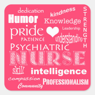 Psychiatrische Nurse-Pride-Attribute - Hot Pink Quadratischer Aufkleber