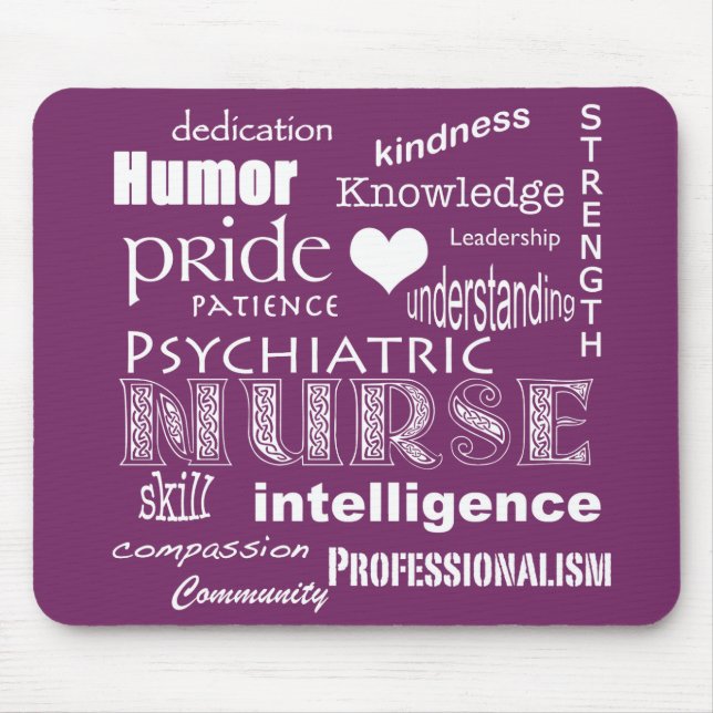 Psychiatrische Nurse-Word-Wolke/Tief Lila Mousepad (Vorne)