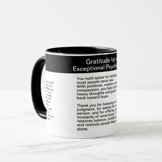 Psychiatrist Thank You Message Tasse (Vorderseite Links)
