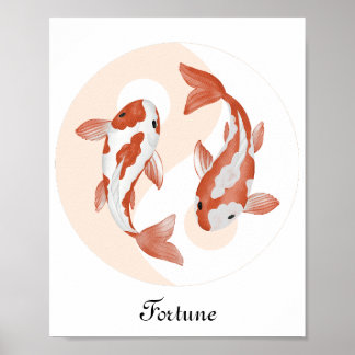 Psychisch Lucky Zen Koi Fisch in Bagua Fortune Poster