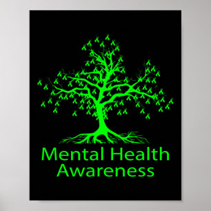 Psychische Gesundheit Bewusstsein Grüne Bäume Psyc Poster