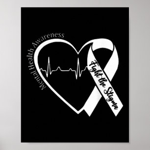 Psychische Gesundheit Bewusstsein Herz Kampf gegen Poster