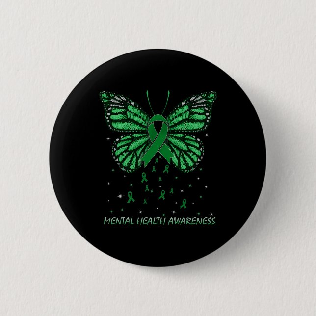 Psychische Gesundheit Bewusstsein Schmetterling Ko Button (Vorderseite)