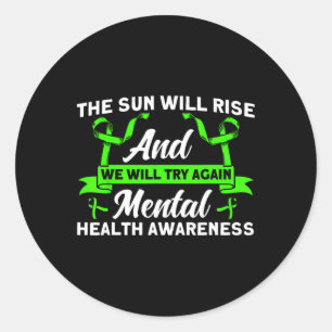 Psychische Gesundheit Die Sonne wird die psychisch Runder Aufkleber