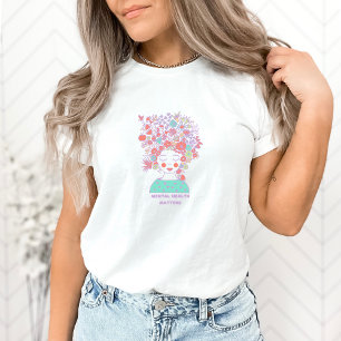 Psychische Gesundheit Floral Woman Peach Candy T-Shirt