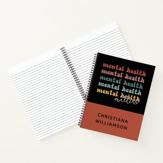 Psychische Gesundheit Fragen rückwirkendes Bewusst Notizbuch (Innenseite)