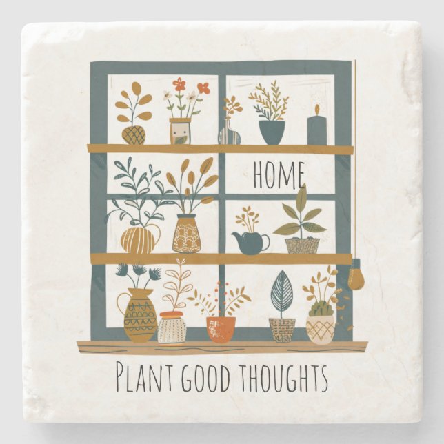 Psychische Gesundheit gepotteter Hauspflanzen Steinuntersetzer (Vorderseite)