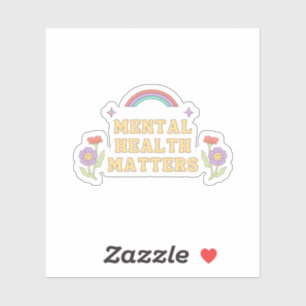 Psychische Gesundheit Groovy Rainbow Peach Candy Aufkleber