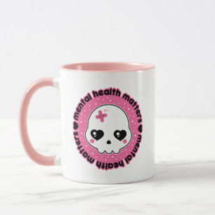 Psychische Gesundheit ist wichtig Kawaii Schädel Tasse