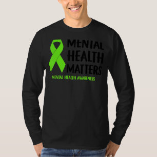 Psychische Gesundheit Materie Grüner Bericht über T-Shirt