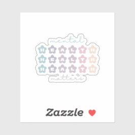 Psychische Gesundheit | Retro Blume Grau Aufkleber