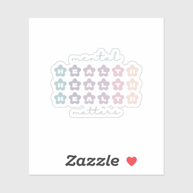 Psychische Gesundheit | Retro Blume Grau Aufkleber (Blatt)