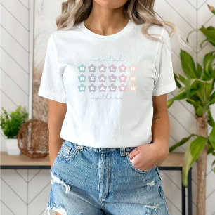 Psychische Gesundheit Retro Blume Grau T-Shirt