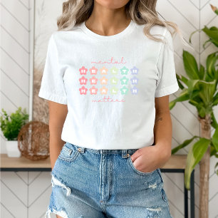 Psychische Gesundheit Retro Blume Pastel Rainb T-Shirt