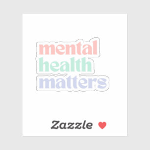 Psychische Gesundheit   Retro Quote Pastell Rainbo Aufkleber
