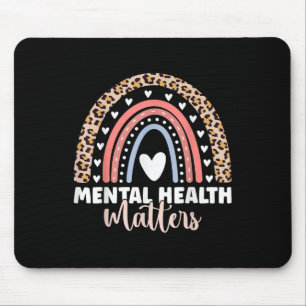 Psychische Gesundheit S Leopard Print Boho Rainbow Mousepad