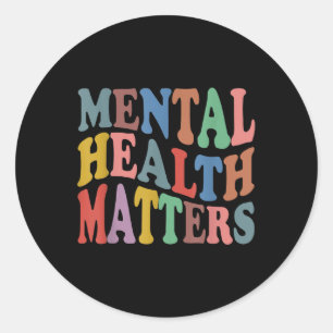 Psychische Gesundheit S Retro Groovy Mental Health Runder Aufkleber