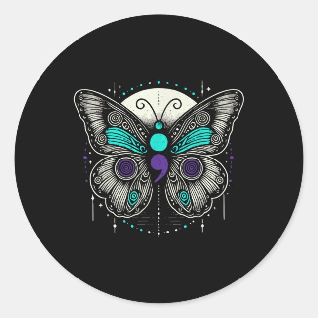 Psychische Gesundheit Selbstmordbewusstsein Semiko Runder Aufkleber (Vorderseite)