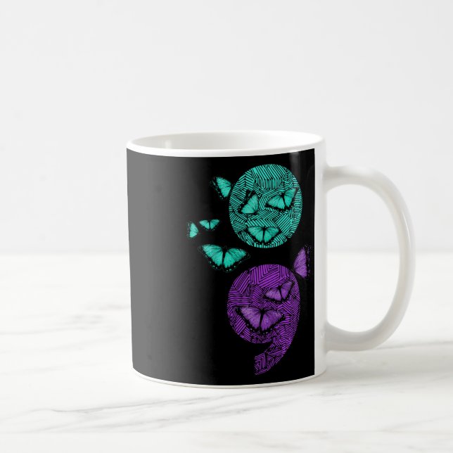 Psychische Gesundheit Suizidbewusstsein Semicolon  Kaffeetasse (Rechts)