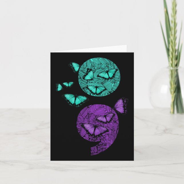 Psychische Gesundheit Suizidbewusstsein Semicolon  Karte (Vorderseite)