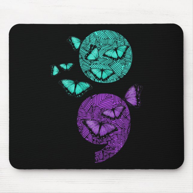 Psychische Gesundheit Suizidbewusstsein Semicolon  Mousepad (Vorne)