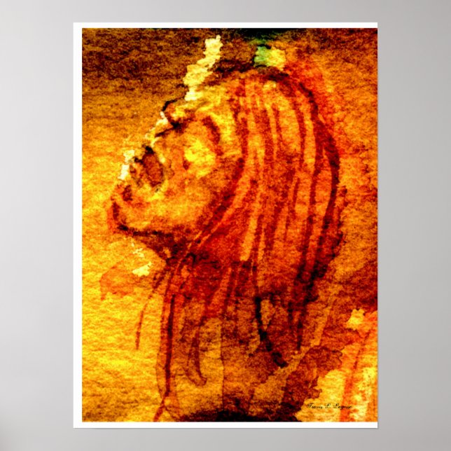 Psychische Gesundheit Traurigkeit Aquarellmalerei Poster (Vorne)