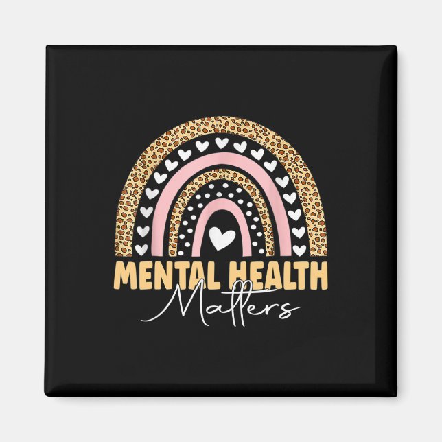 Psychische Gesundheitsfragen Leopard Boho Rainbow  Magnet (Vorne)