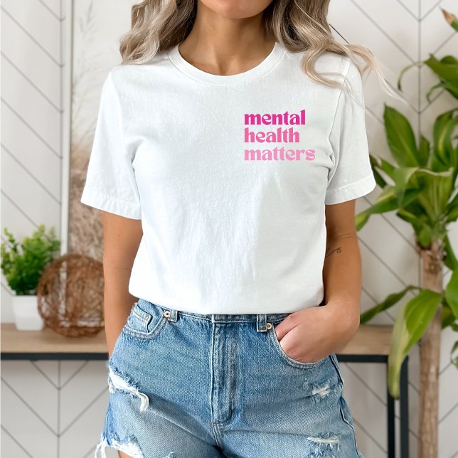 Psychische Gesundheitsfragen Retro Zitat Barbecore T-Shirt (Mental Health Matters shirt | Retro Quote Barbiecore Pink | Aesthetic t-shirt)