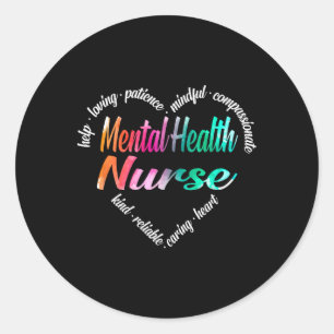 Psychische Gesundheitsfürsorge Herz Word Cloud Wat Runder Aufkleber