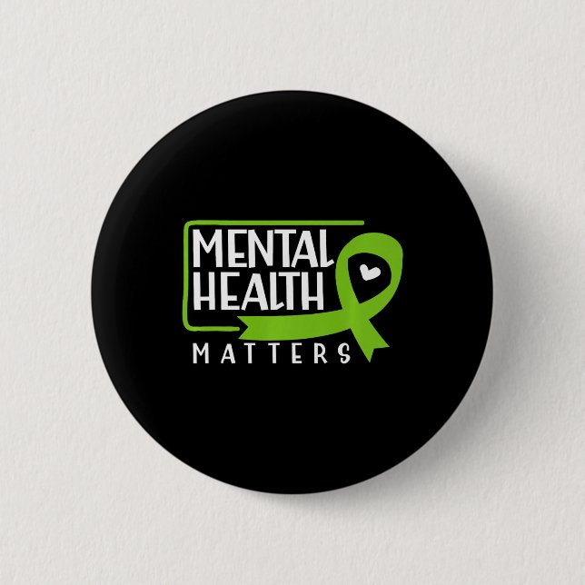 Psychische Gesundheitsprobleme Grüne Ribbon psychi Button (Vorderseite)