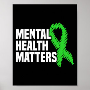 Psychische Gesundheitsprobleme Grüne Ribbon psychi Poster