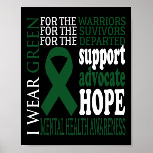 Psychische Gesundheitsprobleme Grüne Ribbon psychi Poster