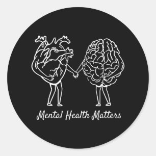Psychische Gesundheitsprobleme Herzgehirn Neurovie Runder Aufkleber