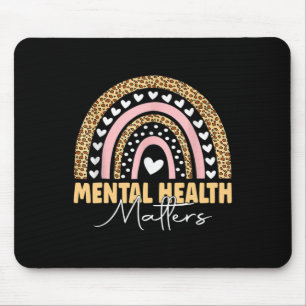 Psychische Gesundheitsprobleme Leopard Boho Rainbo Mousepad