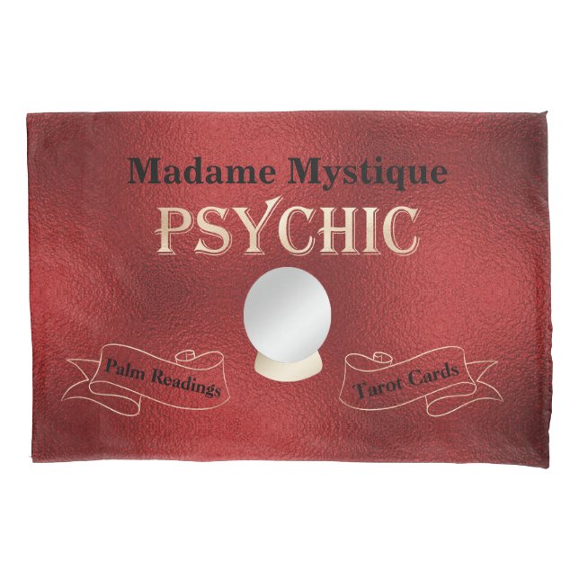 Psychische Kristallkugel Gold und Dunkelrot Kissenbezug (Vorderseite)