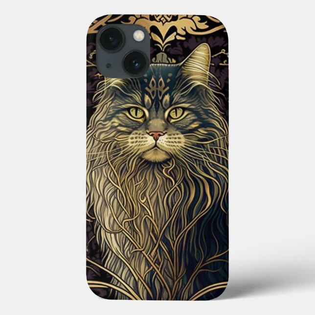 Psychische Maine Coon Cat AI Art iPhone Case (Rückseite)