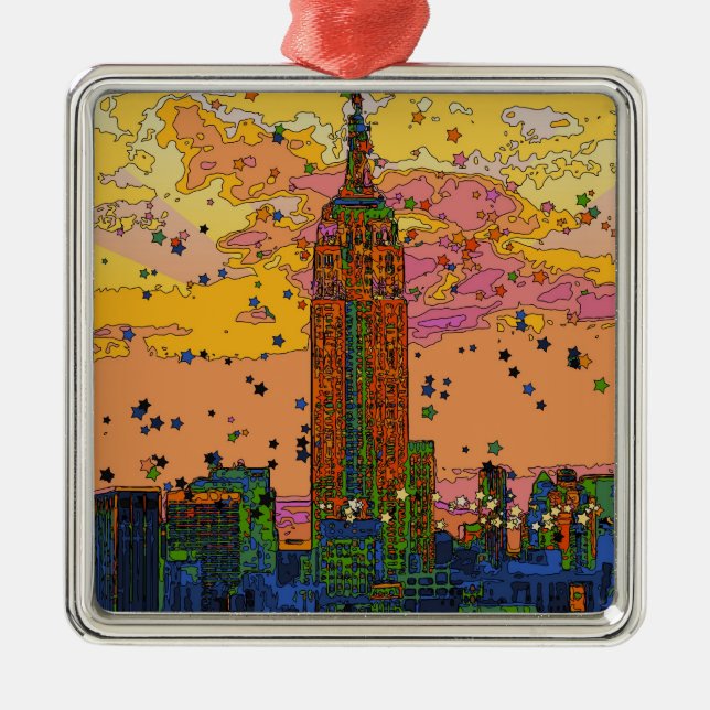Psychische NYC: Empire State Gebäude #1 Silbernes Ornament (Vorne)
