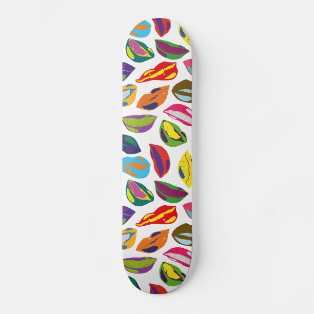 Psychische Retro bunte Muster Lippen Skateboard (Vorderseite)