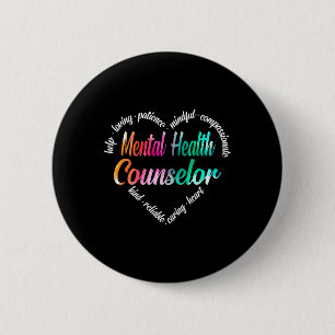 Psychischer Gesundheitsberater HerzWord Cloud Wate Button