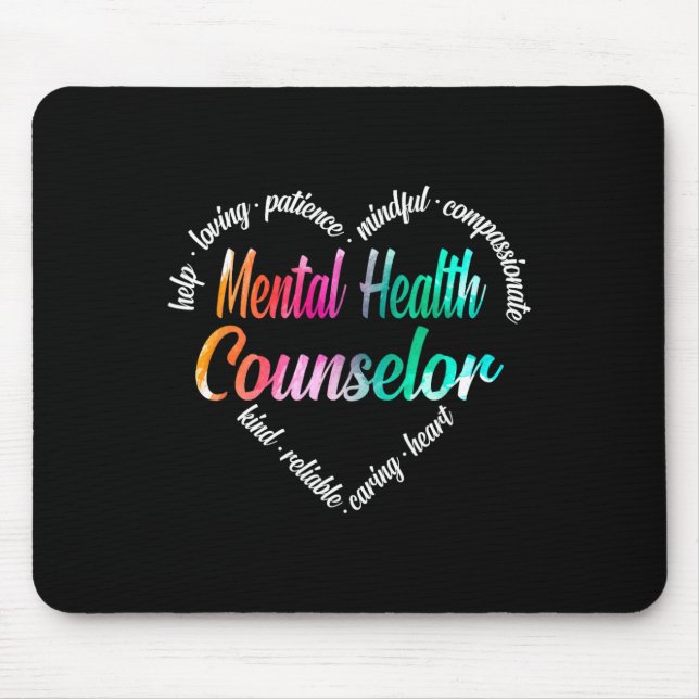 Psychischer Gesundheitsberater HerzWord Cloud Wate Mousepad (Vorne)
