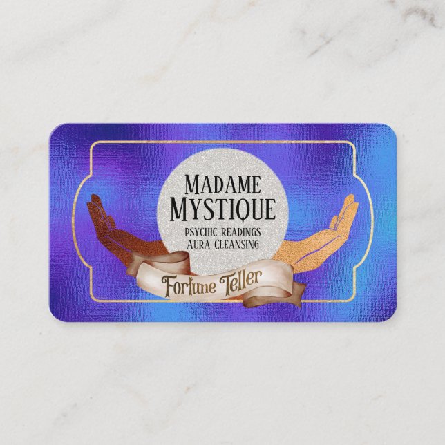 Psychischer Glitzer Crystal Ball Fortune Teller Visitenkarte (Vorderseite)