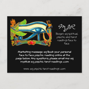 Psychischer Leser mit dem Logo "Mystic Eye of Horu Postkarte