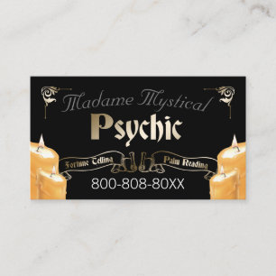 Psychisches Medium Fortune Teller in Gold mit Kerz Visitenkarte