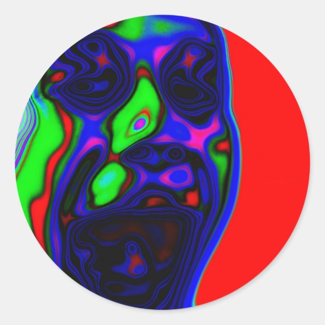 Psycho Active Face Design Runder Aufkleber (Vorderseite)