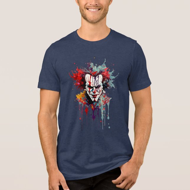 Psycho Clown Splash Art T-Shirt – Bold Tri-Blend Shirt (Vorderseite)