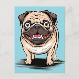 Psycho Crazy Mops Bulldog Postcard Design Postkarte