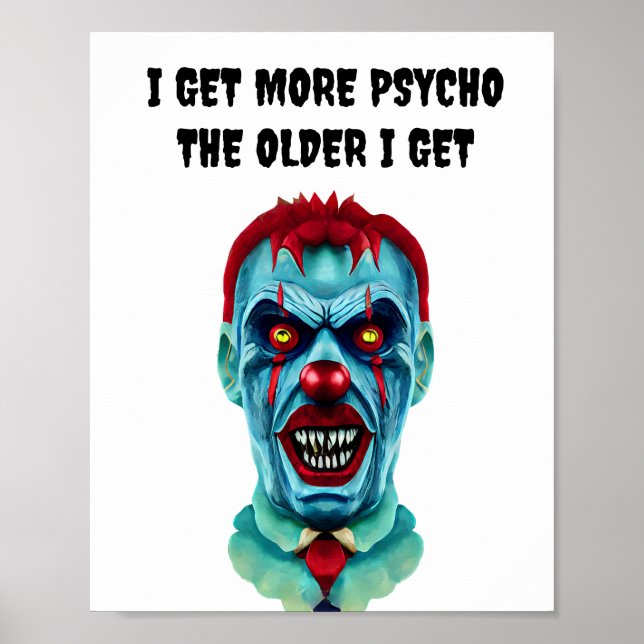 Psycho Creepy Killer Zombie Clown Horror Kunst Poster (Vorne)